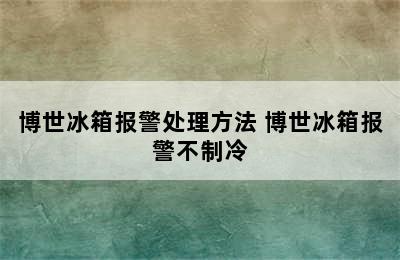 博世冰箱报警处理方法 博世冰箱报警不制冷